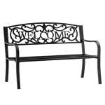 Záhradná kovová lavička WELCOME – 127cm, čierna